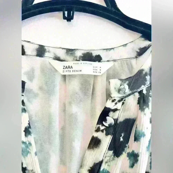 Zara Z1975 Denim Leopard Blue Tone Side Slit Button Down Sleeveless Maxi Dress - Picture 10 of 10